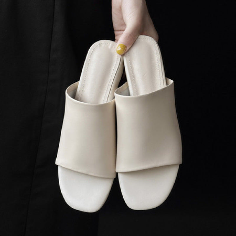 Women's Retro One-word Wedge Summer Outdoor Genuine Sandals