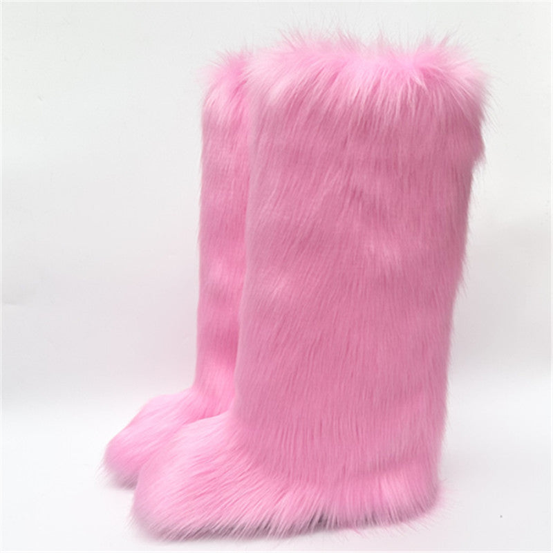Classy Furry Trendy Thickening Plus Size Snow Boots