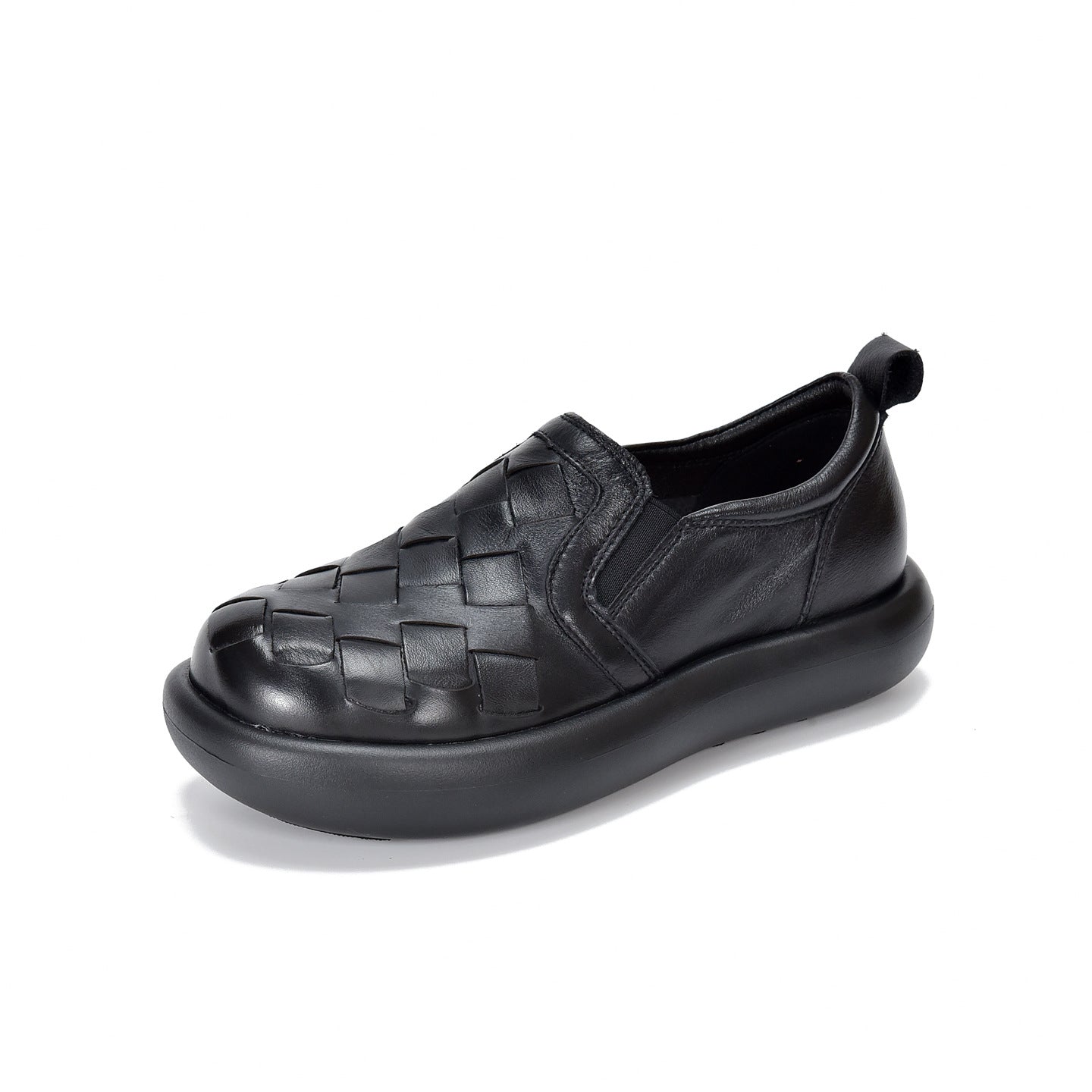 Women's Hand-woven Round Head Thick Bottom First Layer Cowhide Spring Women's Casual Shoes