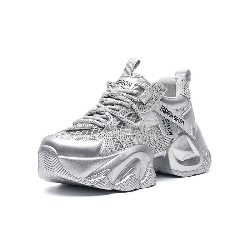 Goods Rhinestone Platform Dad Female Super Sneakers