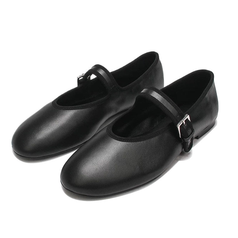 Women's Super Soft Pumps Buckle Mary Jane Retro Grandma Flat Round Women's Fashion Shoes