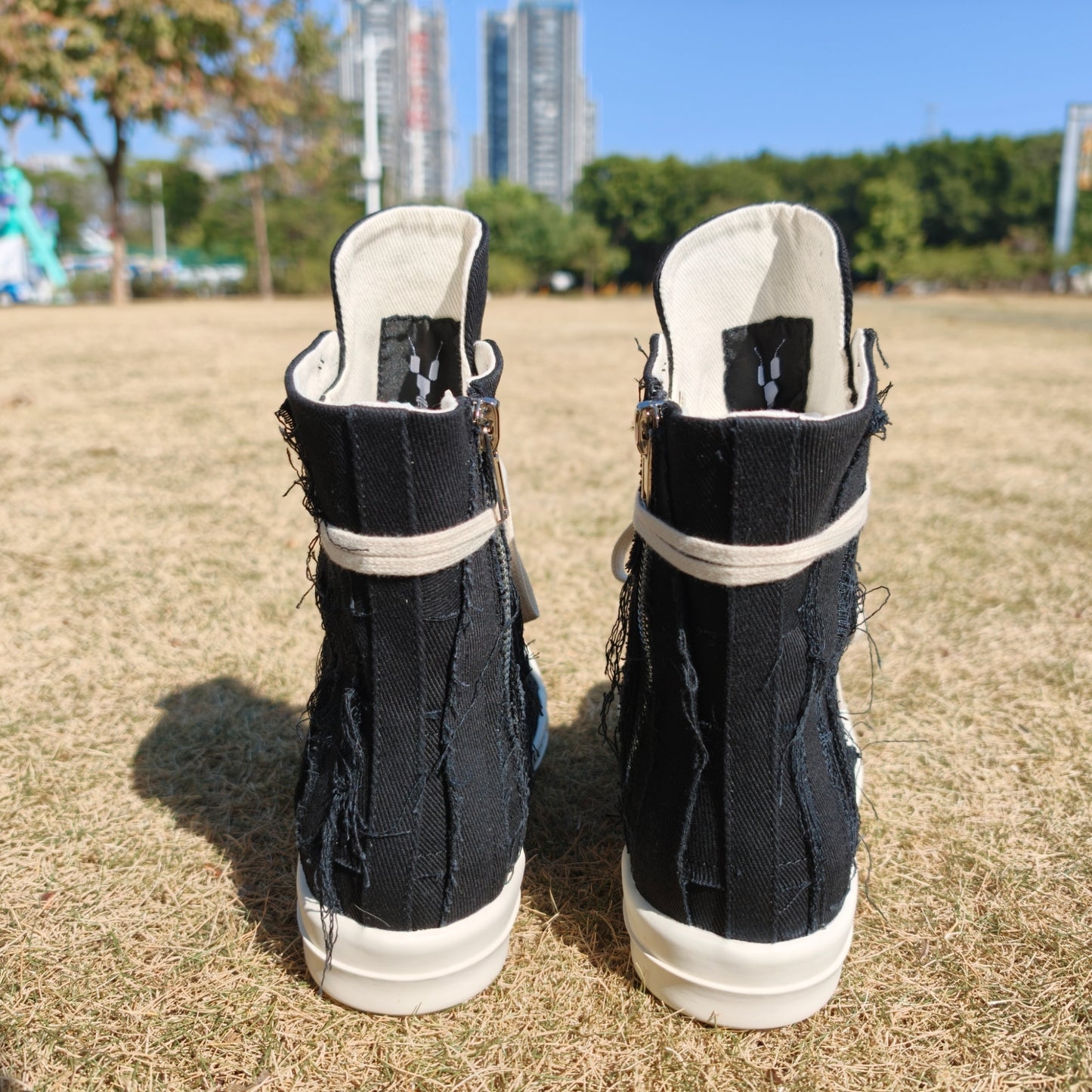 Men's Tassel Beggar Trendy Cool Platform Black Men's Canvas Shoes