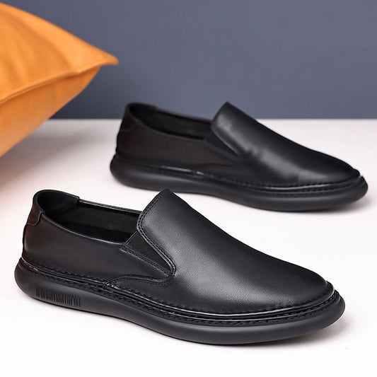 Men's Summer Slip-on Soft Bottom Cowhide Breathable Casual Shoes