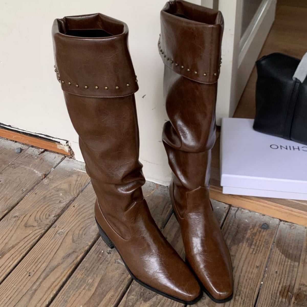 Women's Pile Style For Chunky Square Toe Heels