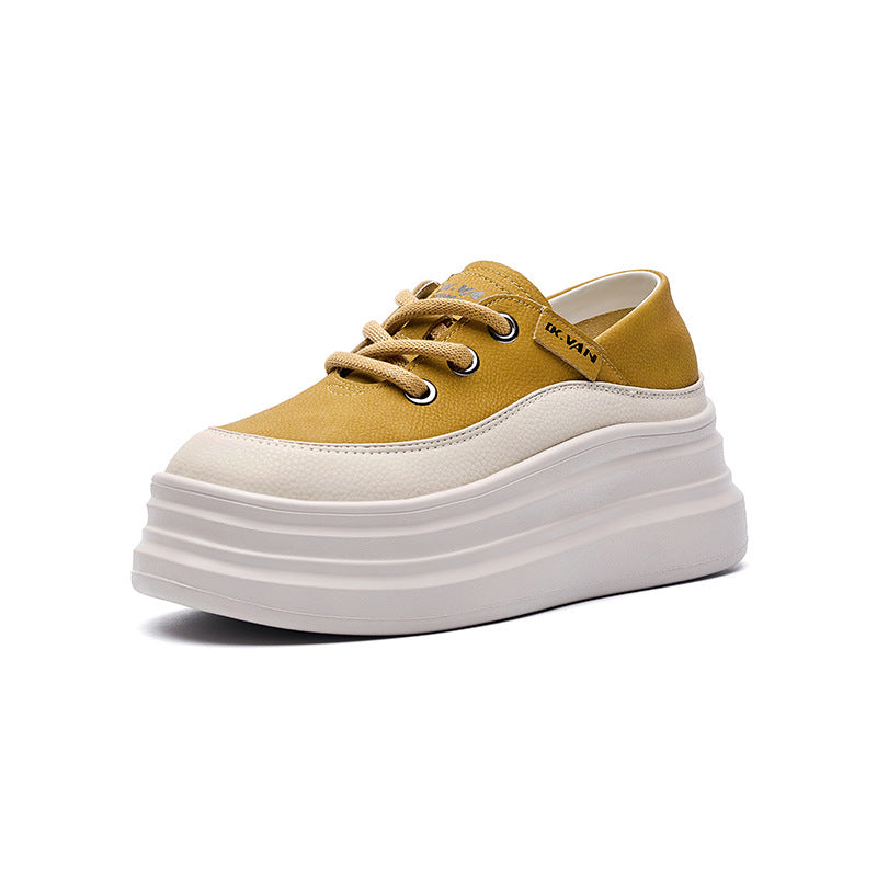 Women's Genuine Platform White Height Increasing Insole Casual Shoes