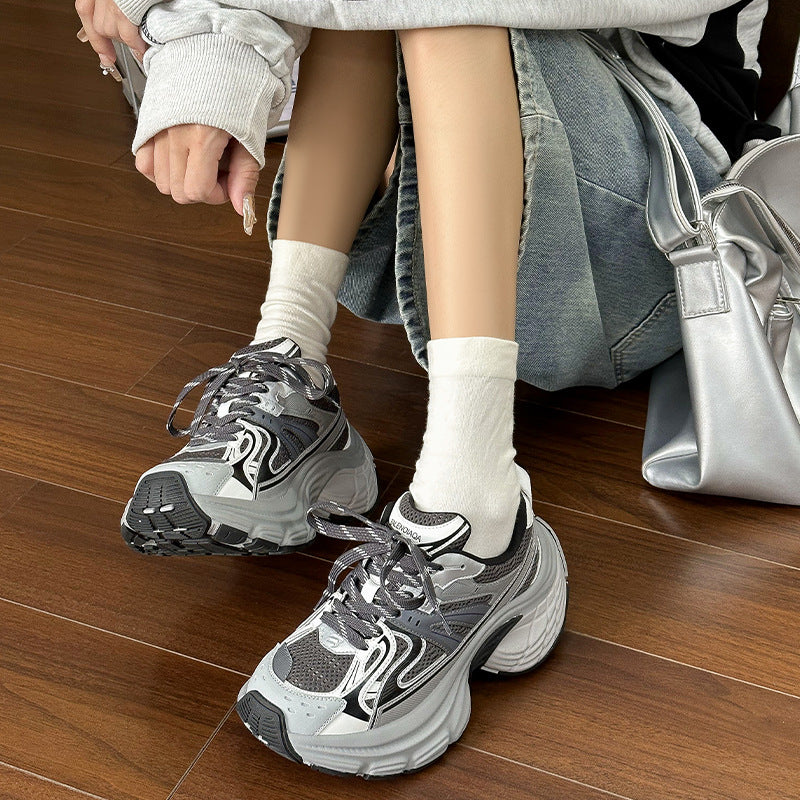 Women's Authentic Clunky Mesh Surface Platform Trendy Sneakers