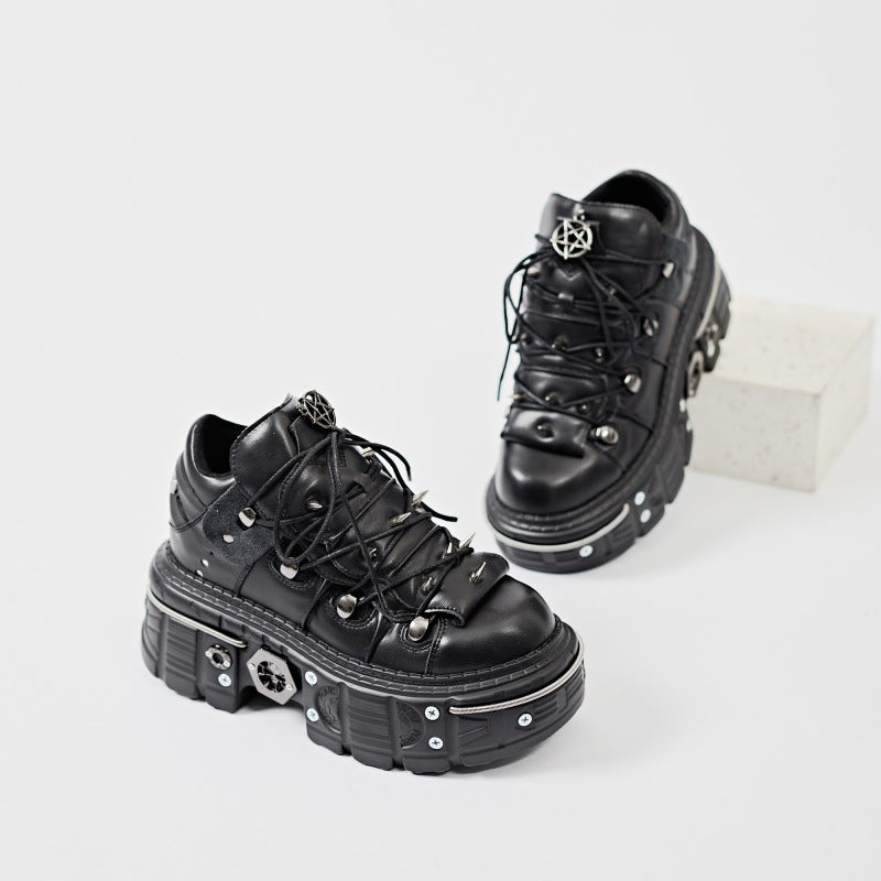 Women's Metal Platform Low Top Punk Goth Riveting Machine Sneakers