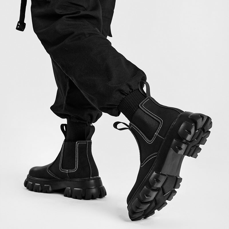 Men's British Style Veet Short Chelsea Platform Boots