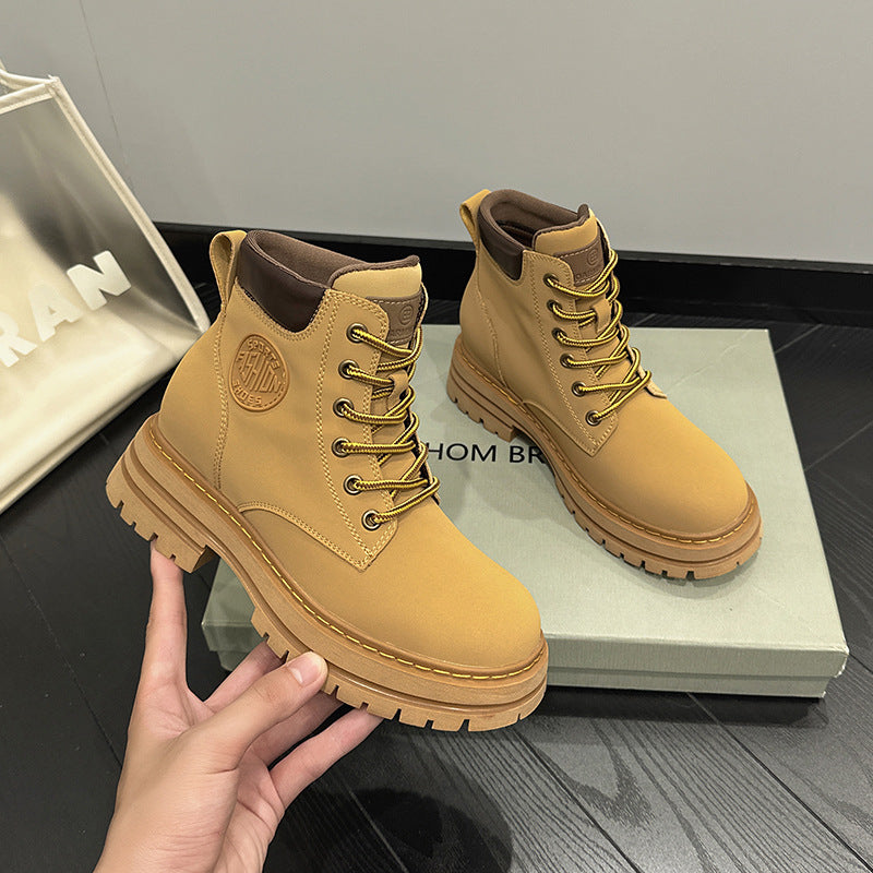 Women's Genuine Elevator Martin Summer Worker Outdoor Platform Women's Leather Boots