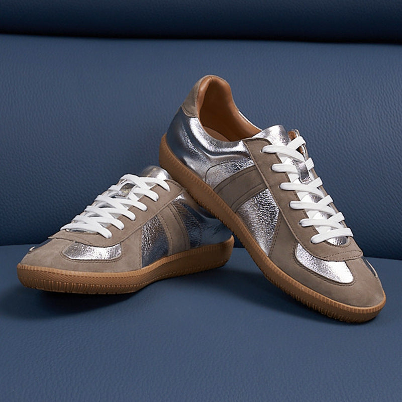 Men's Outdoor Sports Flat White German Training Sneakers