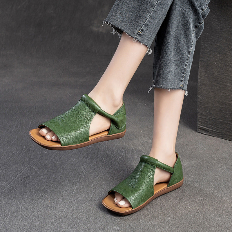 Women's Shu Summer Peep Toe Bottom Hollowed Soft Surface Top Layer Sandals