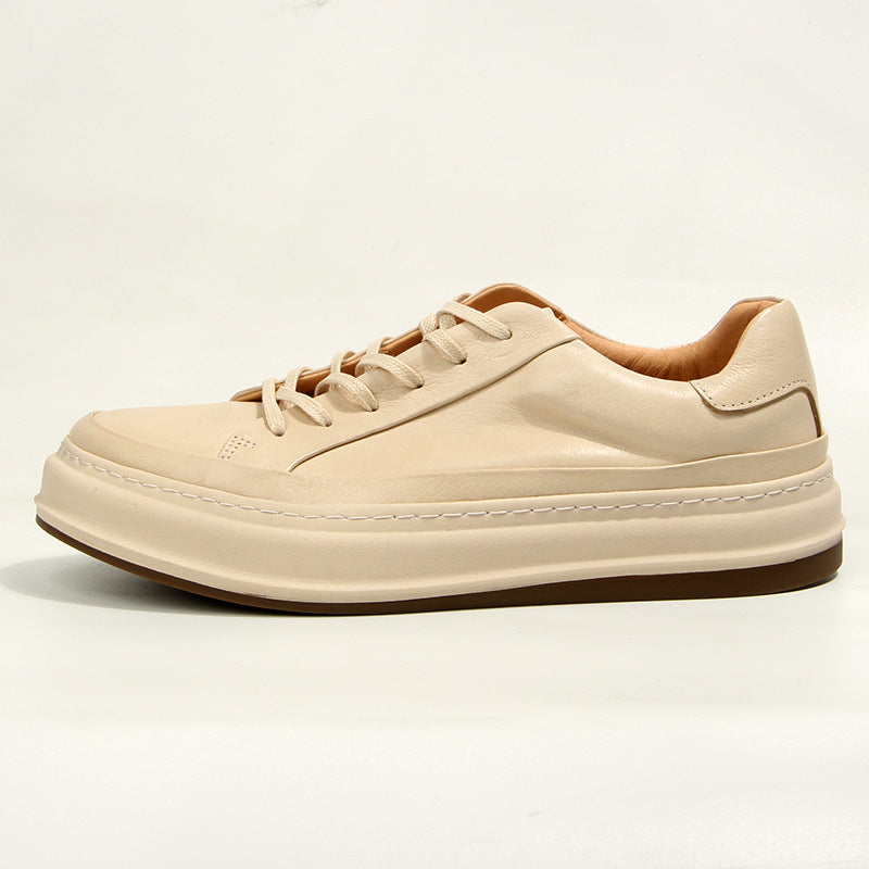 Men's Beige Slightly Dirty Distressed White Board Sneakers