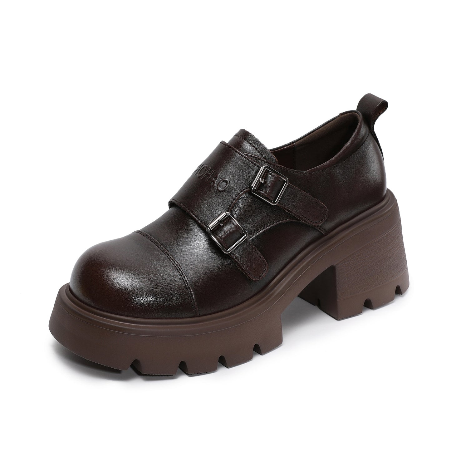 Women's Thick Bottom British Style Light Luxury Genuine Pumps High-grade Leather Shoes
