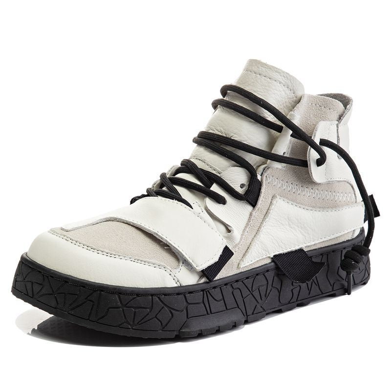 Women's Korean Style Cowhide Dad White Platform Sneakers
