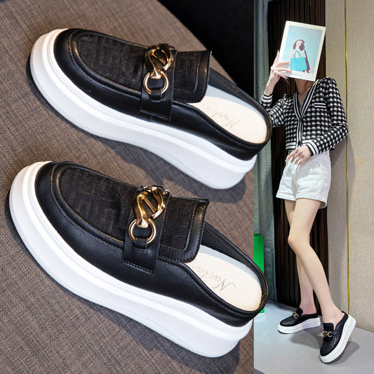 Women's Mesh Half Height Increasing Insole Platform Slippers