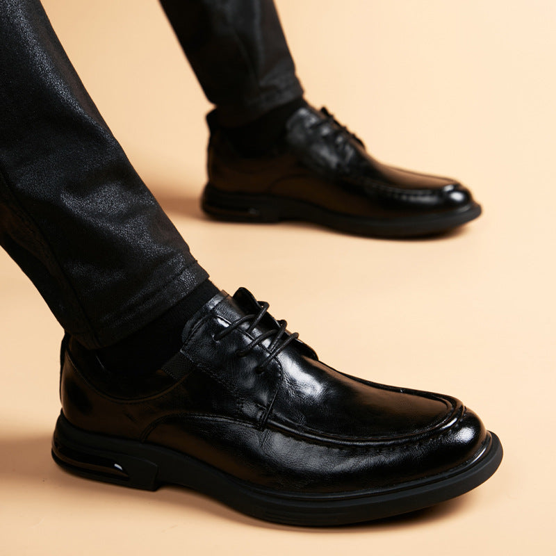 Men's Round Toe British Formal Wear Black Lace Up Leather Shoes