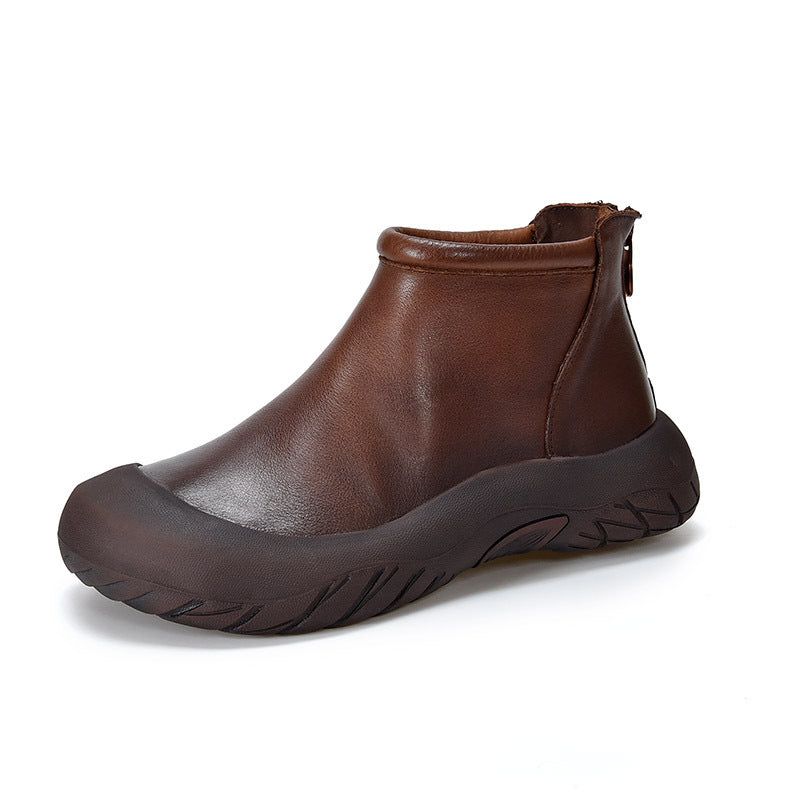 Women's Of Cowhide Vintage Chelsea Ankle Soft Bottom Short Women's Leather Boots