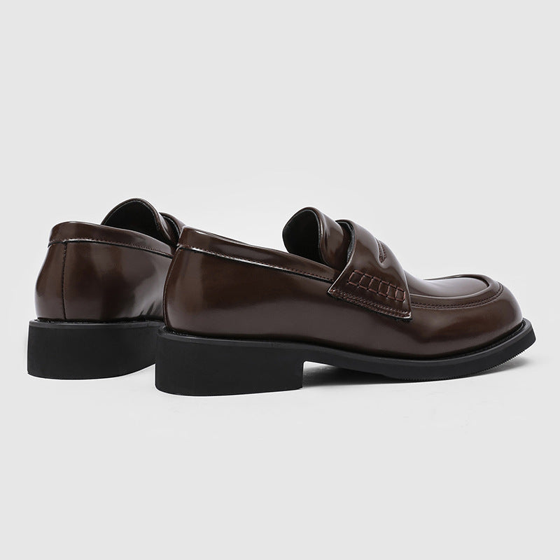 Men's Slip-on Retro Square Toe Derby Black Business Loafers