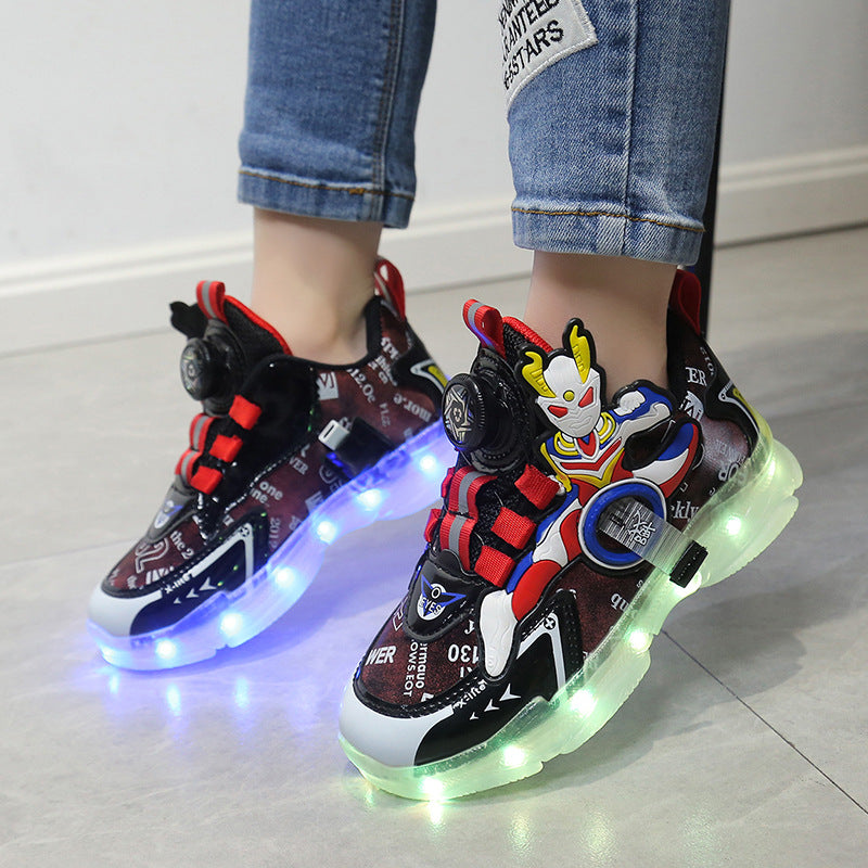 Women's & Men's Colorful Light Up Altman Rotating Button Kid's Sneakers