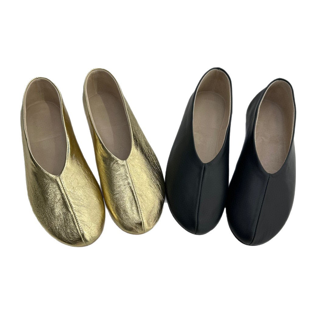 Small Era Niche Retro Soft Surface Sheepskin Shallow Mouth Flat Women's Fashion Shoes