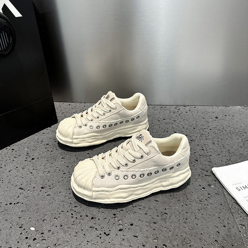 Women's & Men's Stitching Shell Toe Dissoed Design Platform Sneakers