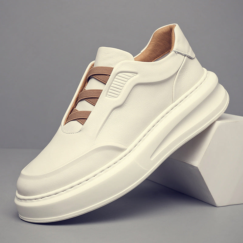 Men's Top Layer Cowhide Black Simple Breathable Leather Shoes