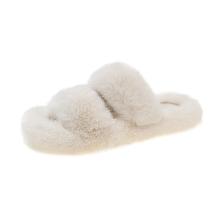 Women's Fluffy Outer Wear Korean Fashion Home Sandals