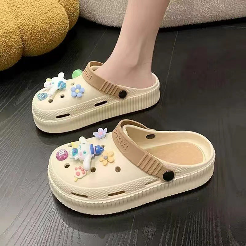 Beach Cartoon Cute Platform Two-way Summer Women's Shoes