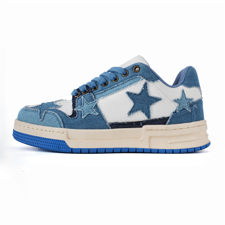Women's & Men's Blue Stars Board Couple Height Increasing Sneakers