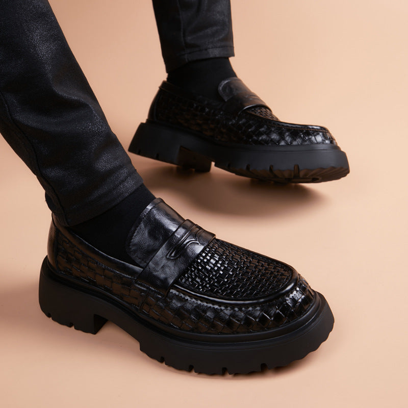 Men's Summer Woven Breathable Male Youth British Slip-on Peas Support Casual Shoes