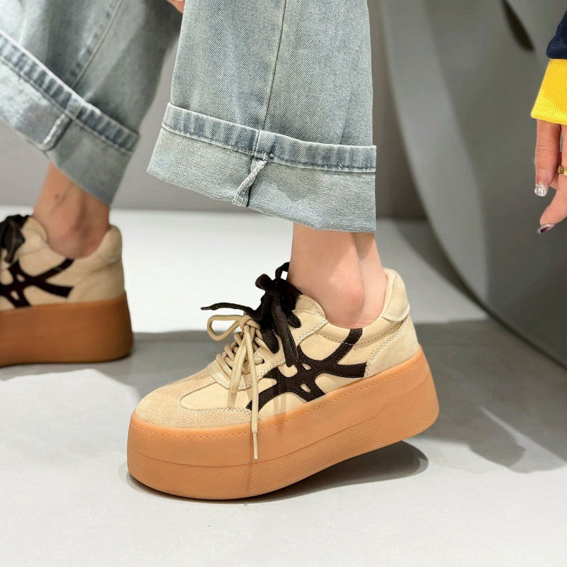 Women's Thick-soled Style Spring Color Matching Genuine Women's Casual Shoes