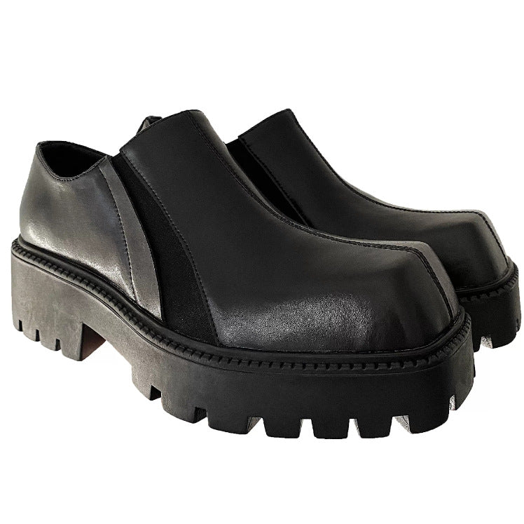 Men's Sense Cowhide Platform Retro Slip-on Street Casual Shoes