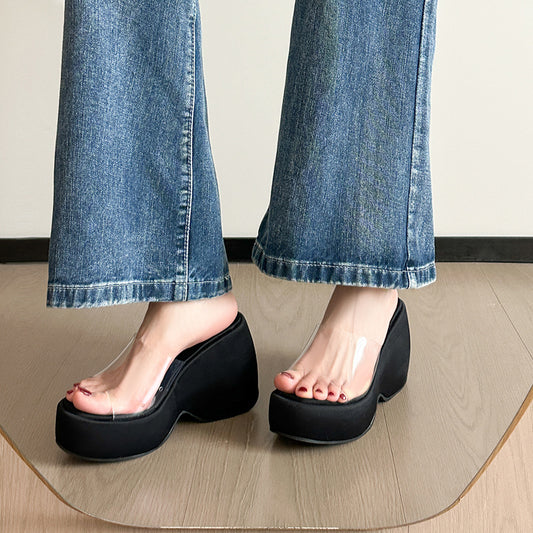 Women's Wear Fat Wide Feet Summer Leopard Print Slippers