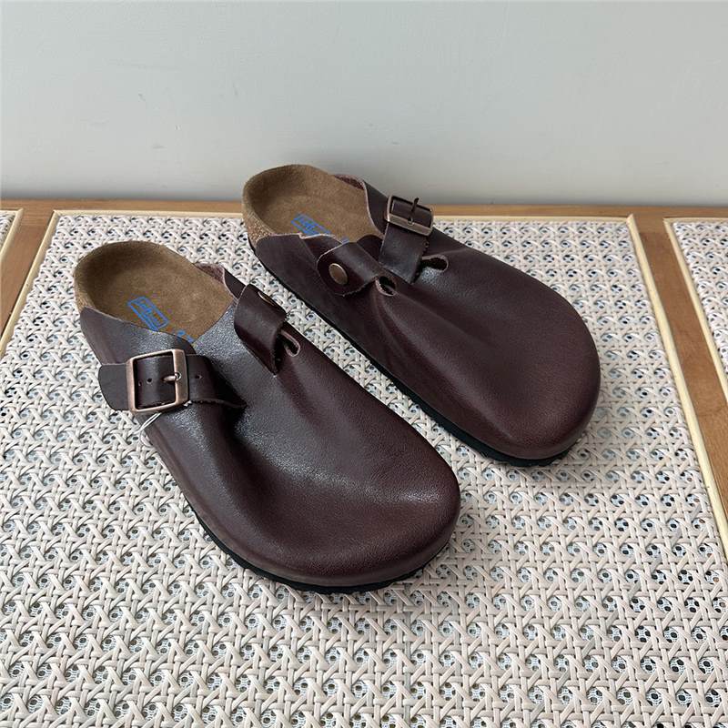 Women's Retro Closed Toe Half Outer Wear Slip-on Lazy Flat Thick-soles Slippers