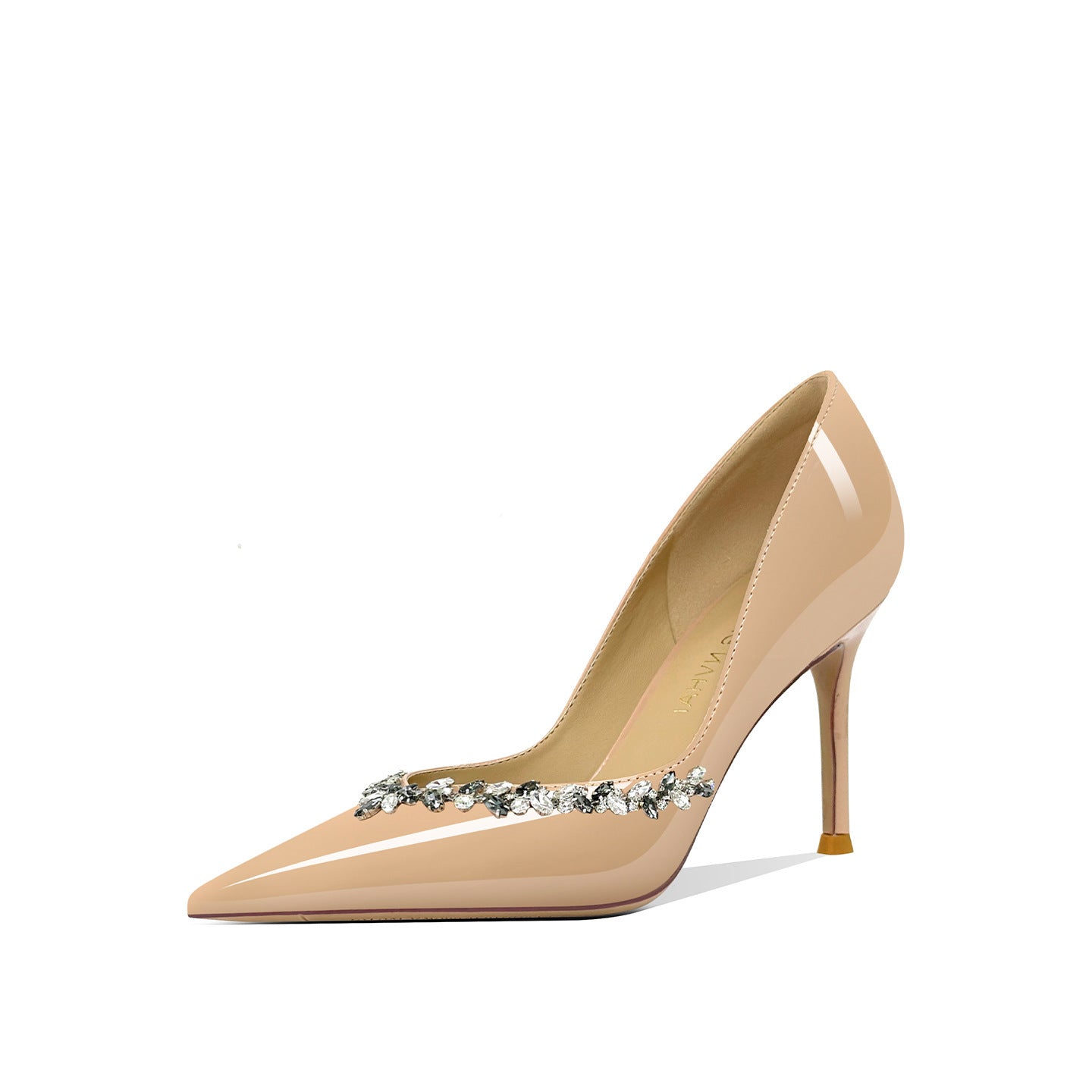Women's Catwalk Nude High Pointed Toe Sexy Rhinestone Heels