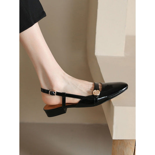 Women's Retro Chunky Camellia Closed Toe Summer Women's Shoes