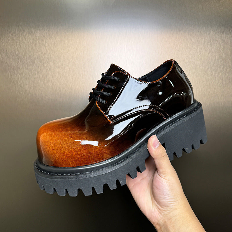 Men's Insole Derby Retro Rub Colored Gradient Men's Casual Leather Shoes