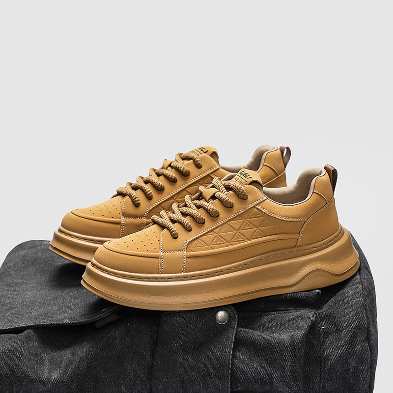 Men's Autumn White Thick Bottom Solid Color Surface Light Sneakers