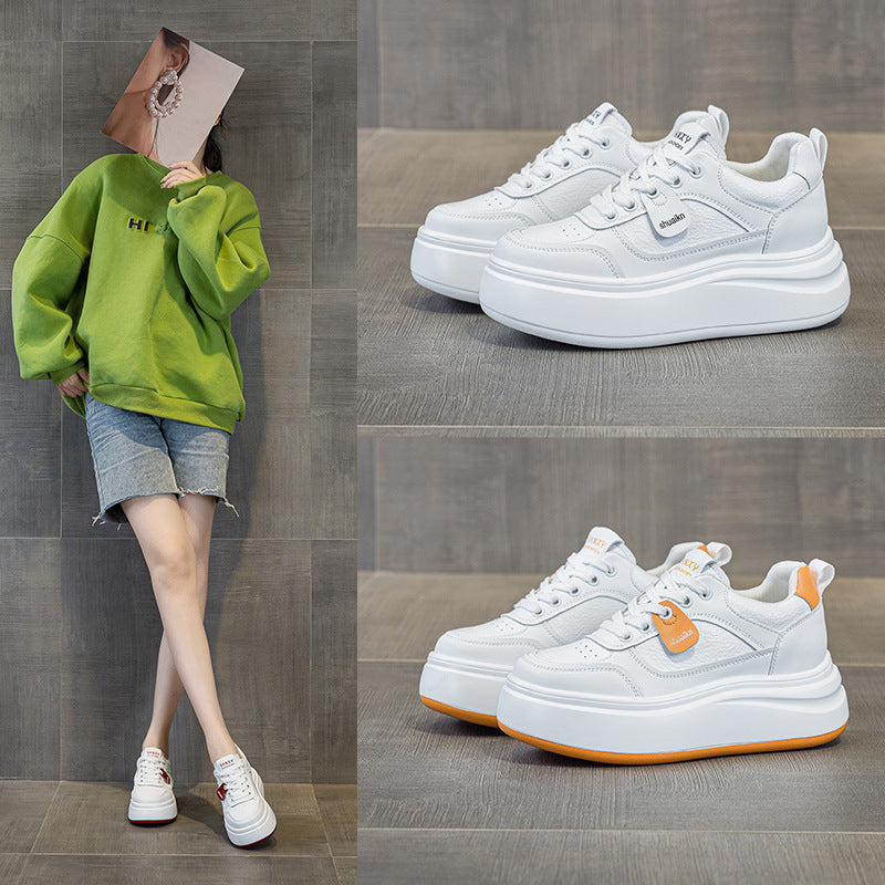 Women's Spring Hidden Platform White Wedge Fashion Small Women's Casual Shoes