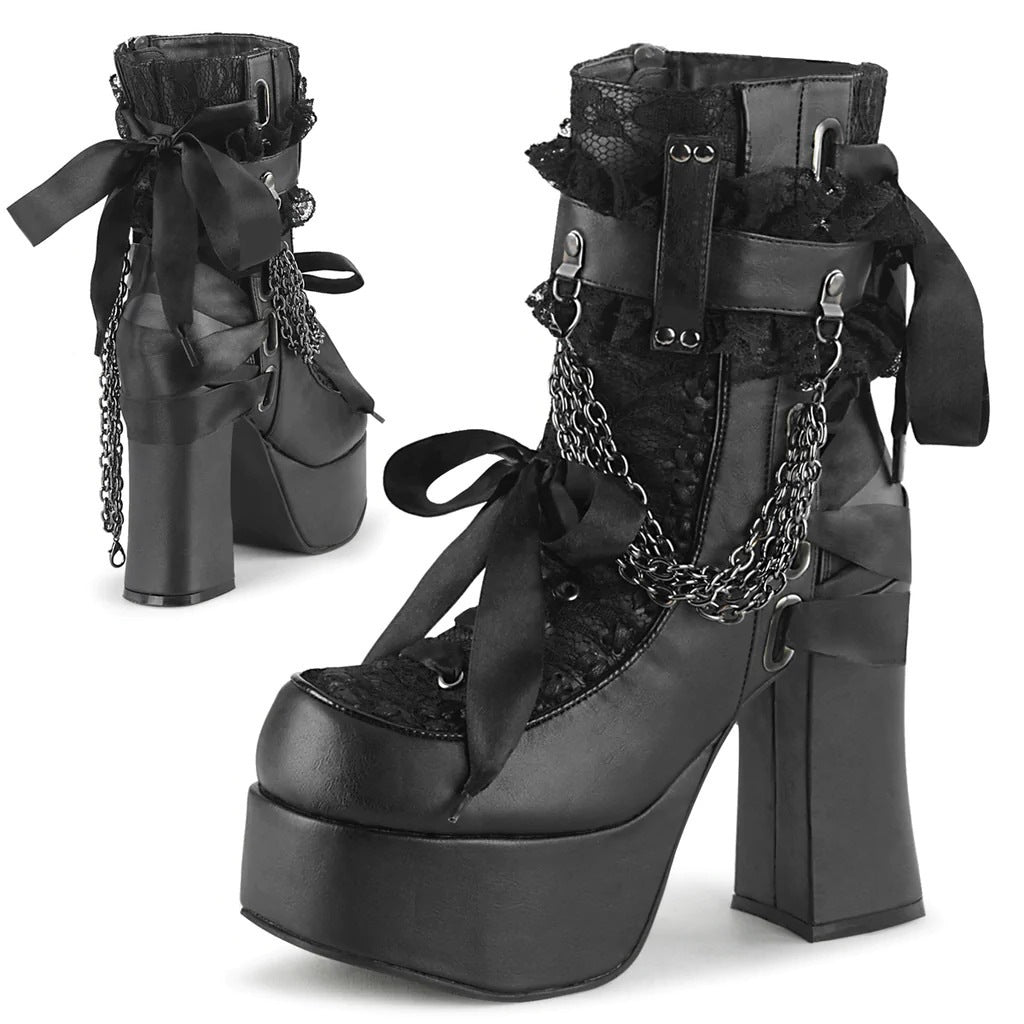 Women's Gothic Retro Chunky Platform Plus Size Women's Leather Boots