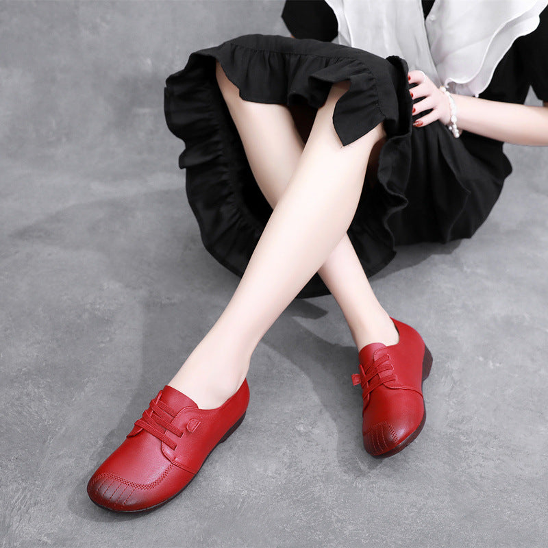Women's Pumps Spring Soft Bottom Surface Retro Flat First Men's Shoes