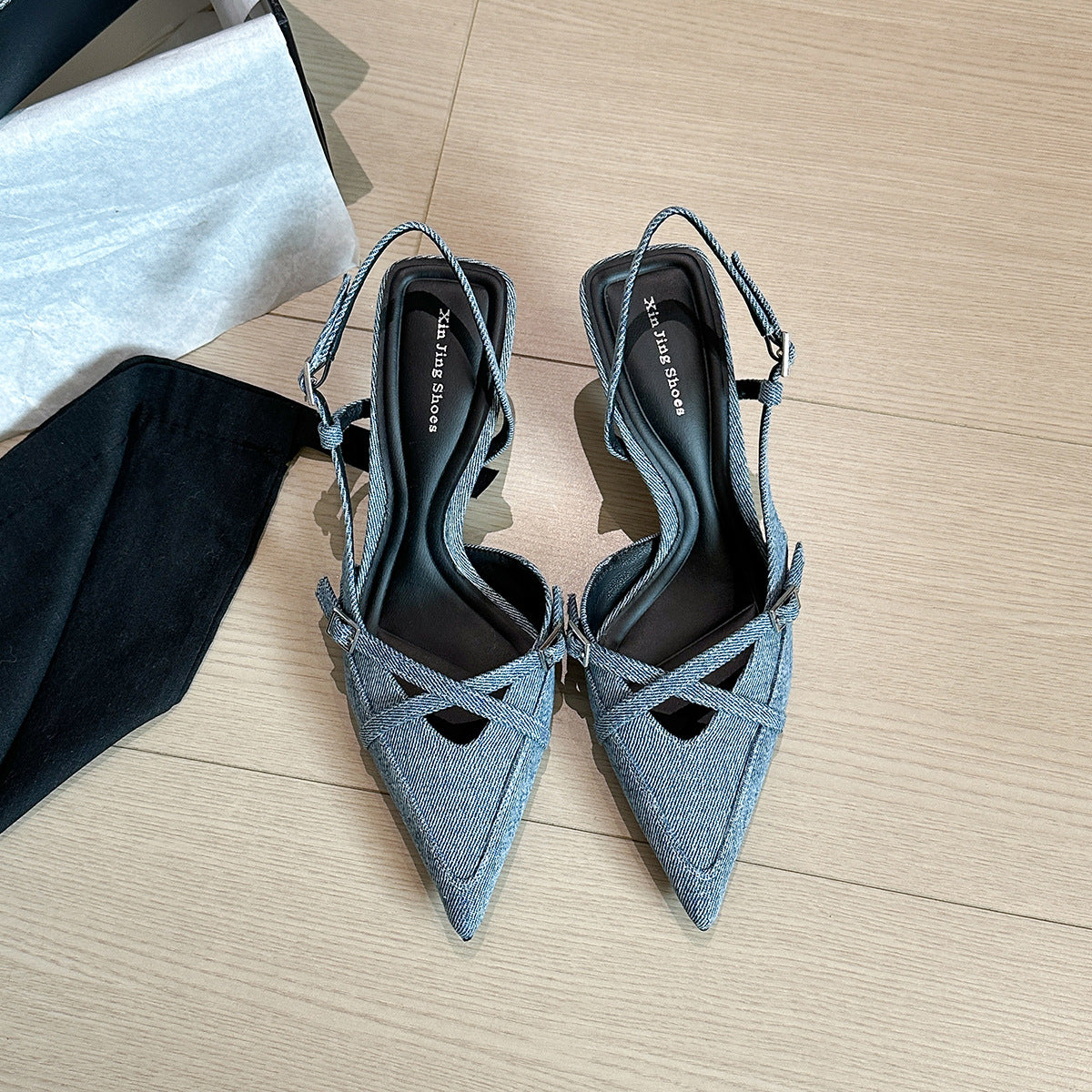 French Cross Strap Pointed Toe Pumps Temperament Wild Stiletto Women's Fashion Shoes