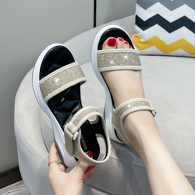 Women's Comfortable Versatile Flying Woven Middle Wedge Simple Heels