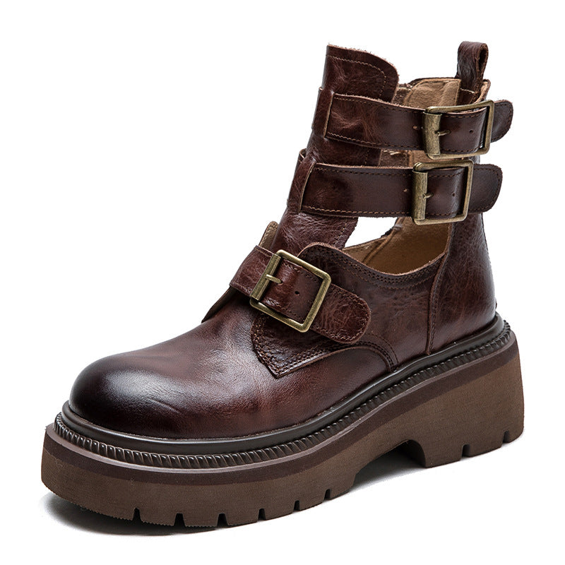 Women's Hand Grip Pattern Martin Trendy Cool Closed Platform Sandals