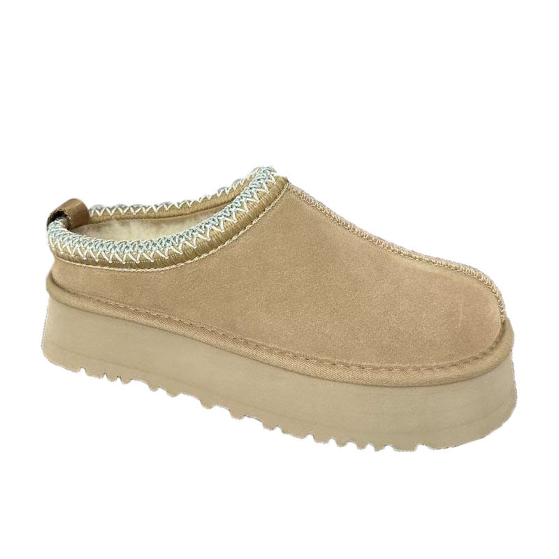 Sheepskin Fur One-piece Thick-soled Ethnic Style Knitted Belt Tasman Boots