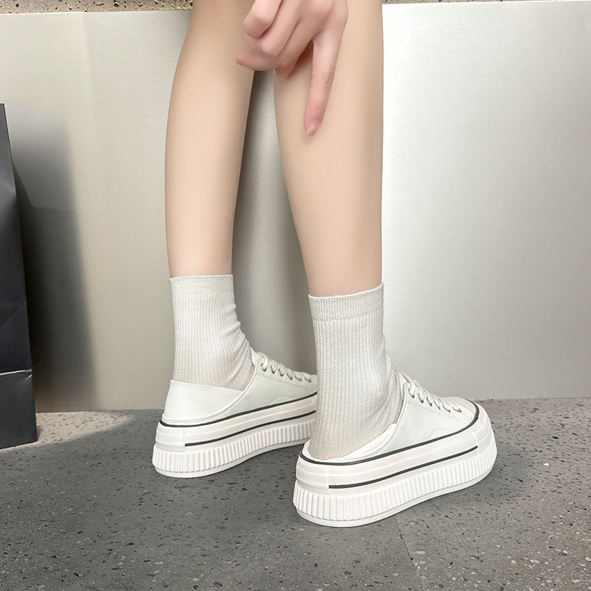 Women's Genuine Two-way White Spring Korean Style Versatile Platform Soft Women's Sports Shoes