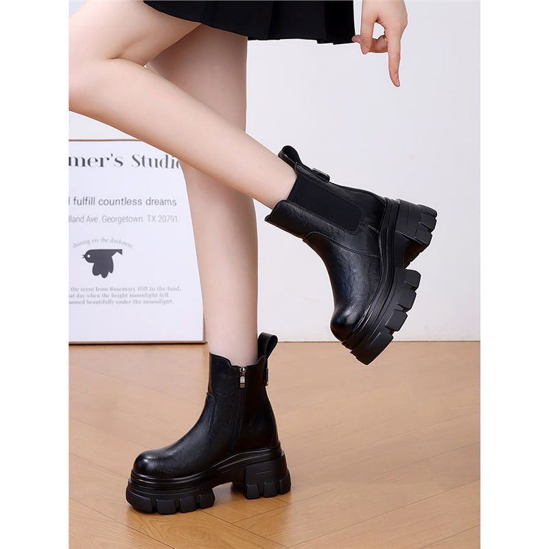 Women's Inner Martin Veet Padded Slim Small Thick Women's Leather Boots