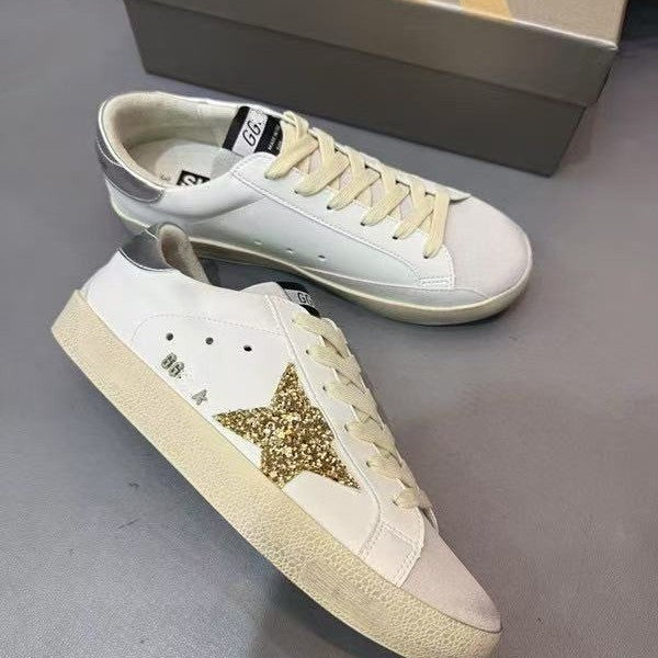 Women's Star Little Dirty Classic Versatile Couple Height Increasing Insole Cowhide Men's Casual Shoes