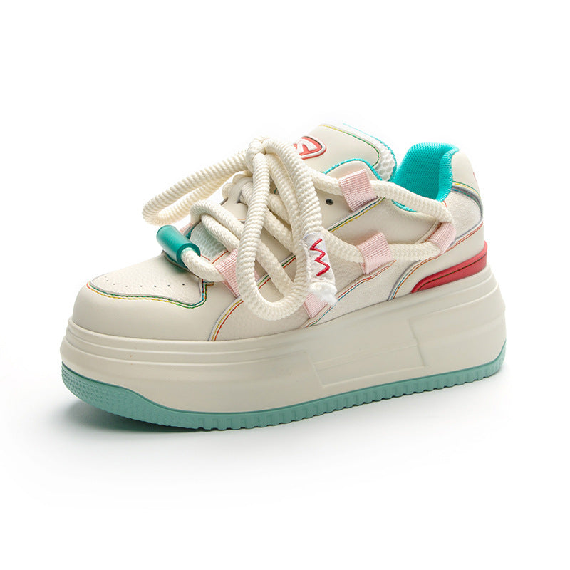 Women's Autumn Versatile White Genuine Elevator Platform Women's Shoes
