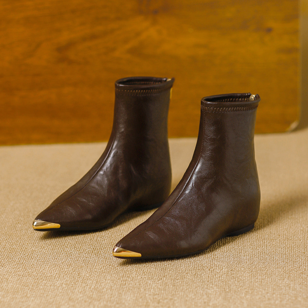 Women's Fashion Pointed Toe Stretch Thin Height Women's Leather Boots